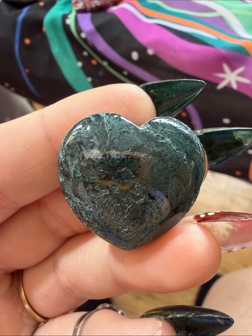 Handcrafted Deep Green Heart Stone Pendant - Women Jewelry